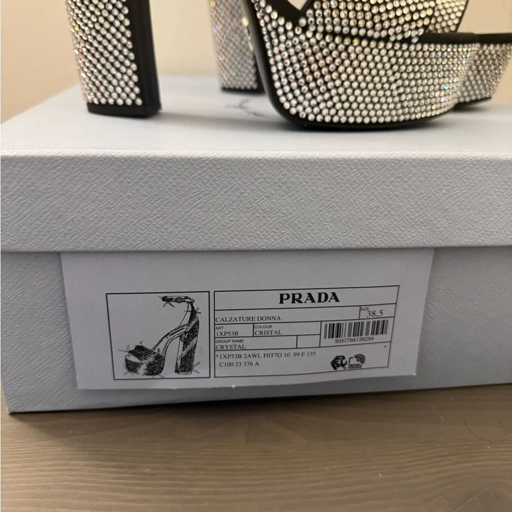 Prada Black and Silver Heels with Block Heel - Picture 5 of 6